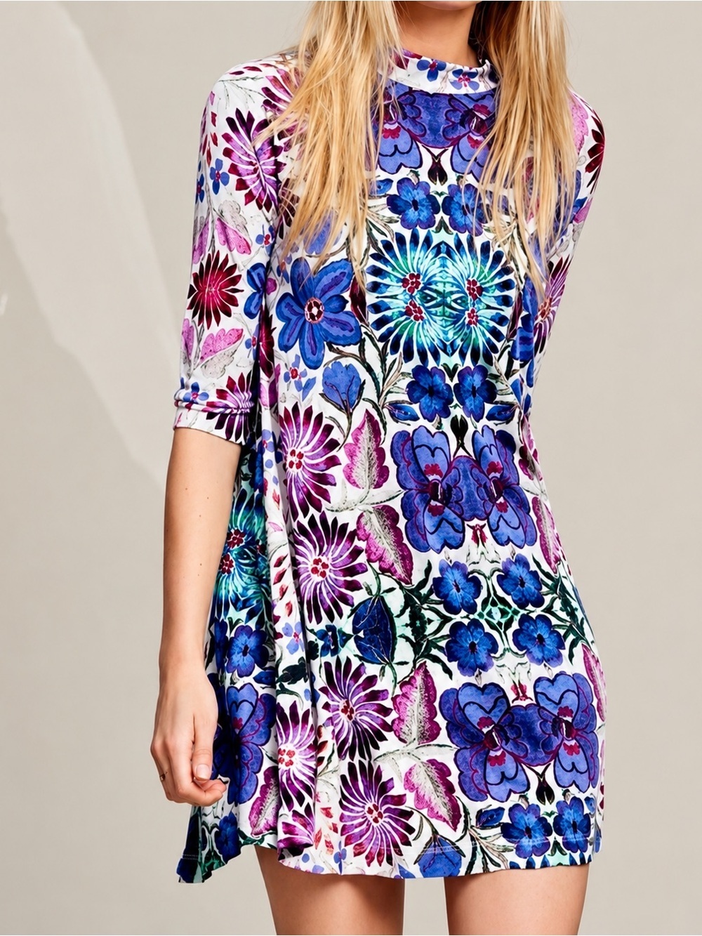 Free People New Romantics Fiesta Floral purple swing dress, small